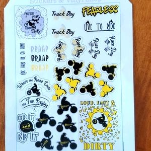 Black and yellow Motocross planner stickers